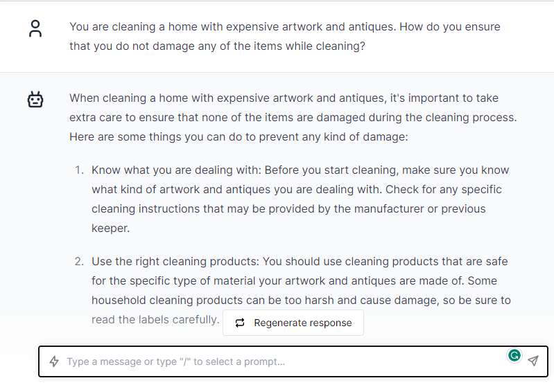 Cleaning Home Not Damage Any Artwork - ChatGPT Prompts for Cleaners