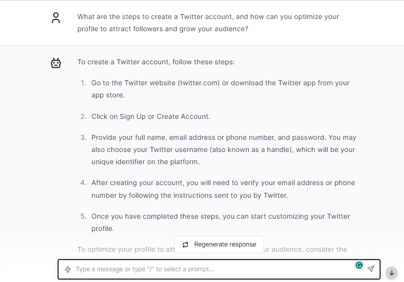 Create Twitter Account - ChatGPT Prompts for Twitter