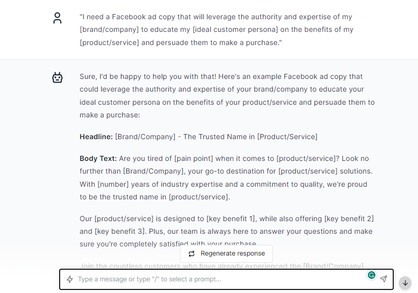 Facebook Ad Copy Customer Purchase the Product - ChatGPT Prompts for Facebook Ads