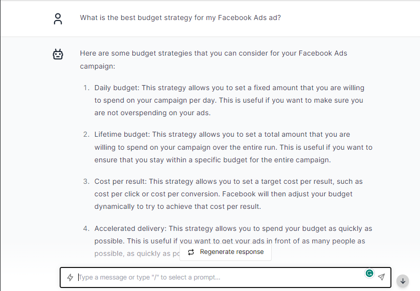 Facebook Best Budget Strategy - ChatGPT Prompts for Facebook Ads