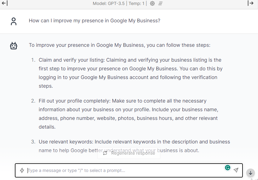 Google My Business- ChatGPT Prompts for SEO
