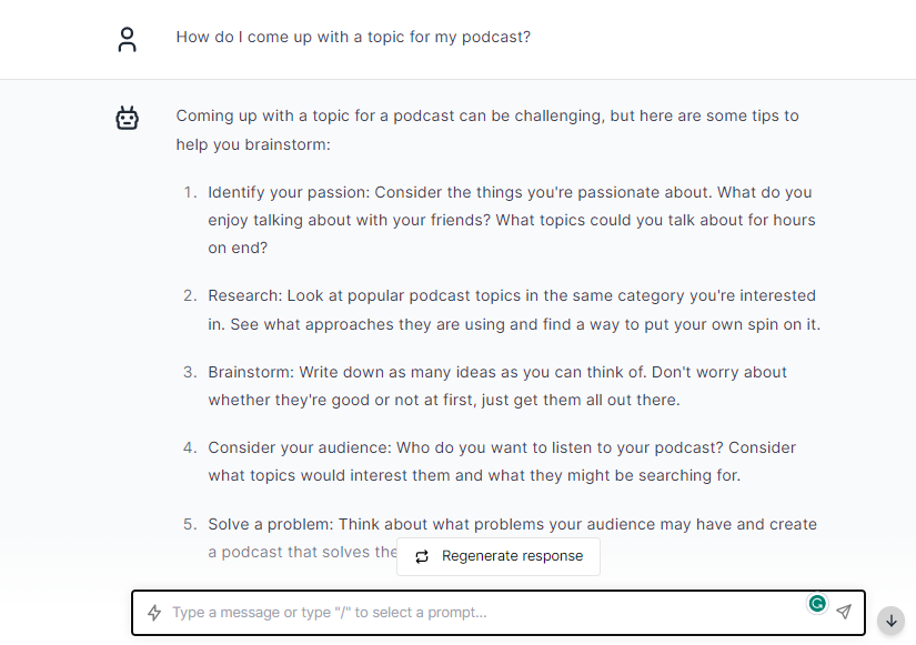 How do I Come up With a Topic for My Podcast - ChatGPT Prompts for Podcasting