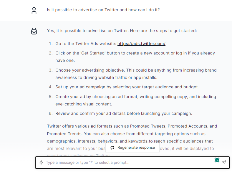 Is It Possible Advertise on Twitter - ChatGPT Prompts for Twitter