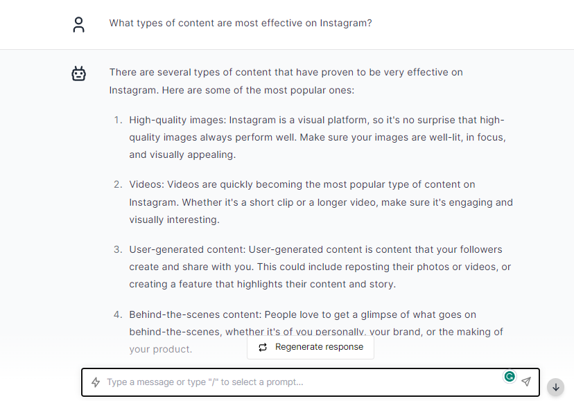 Most Effective Content on Instagram - ChatGPT Prompts for Instagram