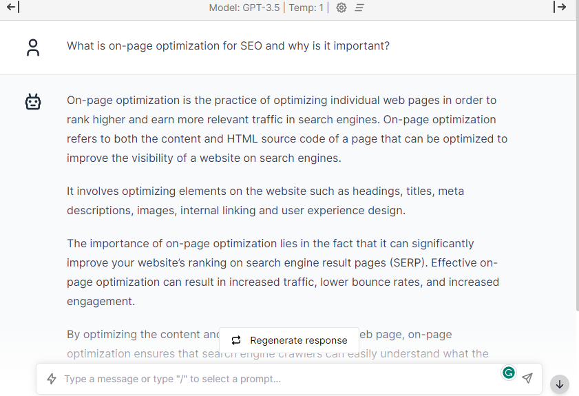 On-Page Importantance- ChatGPT Prompts for SEO