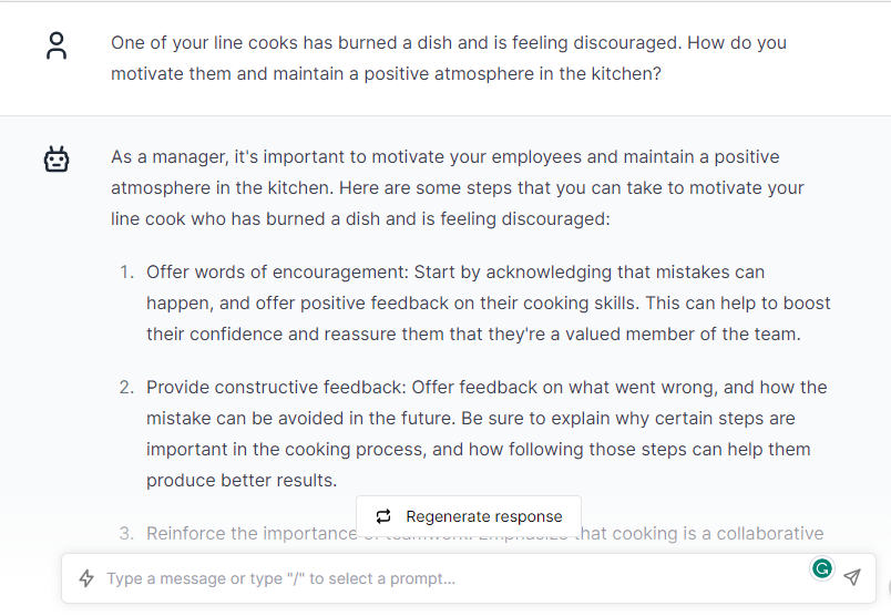 One of Cook Burned How Motivate Them - ChatGPT Prompts for Chefs