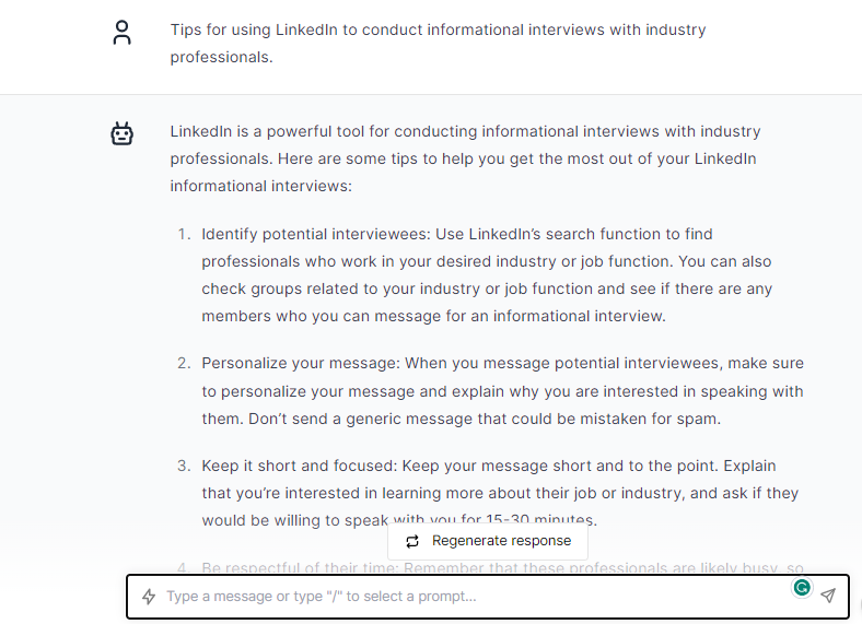 Tips LinkedIn to Conduct Informational Interviews - ChatGPT Prompts For Linkedin