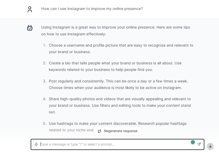 Use Instagram to Improve Online Presence - ChatGPT Prompts for Instagram