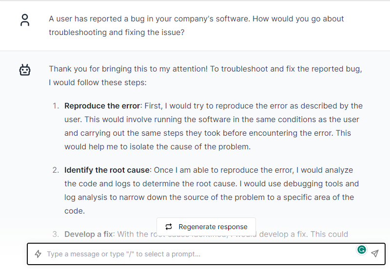 Reporting a Bug -
ChatGPT Prompts for Software Developers