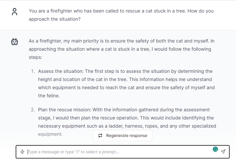 Cat Stuck In Tree - ChatGPT Prompts for Firefighters