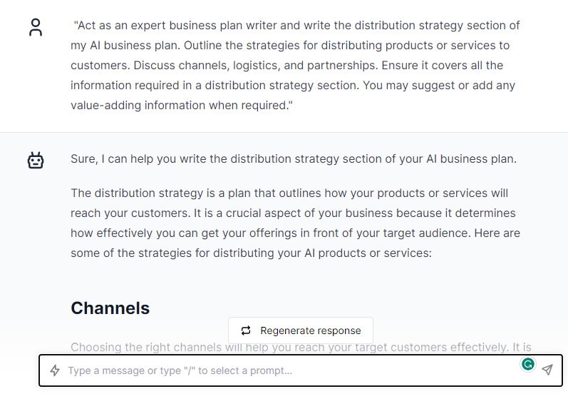 Distribution Strategy Business Plan - ChatGPT Prompts for Business Plan