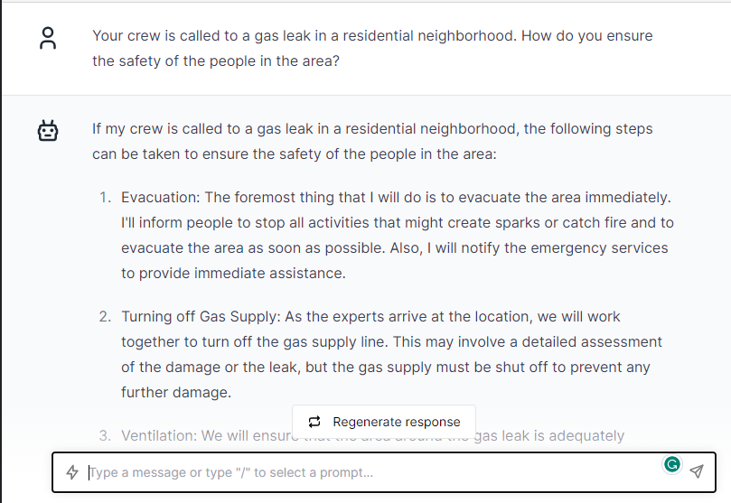 Gas Leak In Your Neighborhood Safety Steps - ChatGPT Prompts for Firefighters