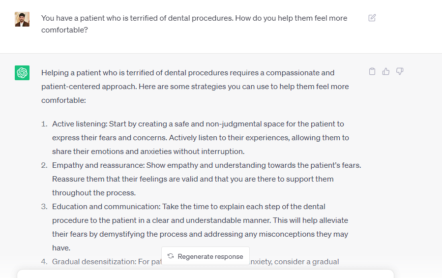 How Patient Feel Comfortable -ChatGPT Prompts for Dentists