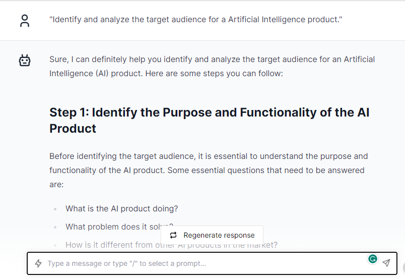 Identify and Analyze the Target Audience for a Artificial Intelligence Product - Best ChatGPT Prompts for Business