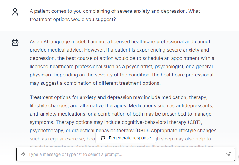 Patient Severe Anxiety and Depression - ChatGPT Prompts for Doctors