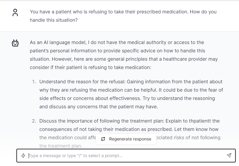 Patient Refuse Medication - ChatGPT Prompts for Doctors