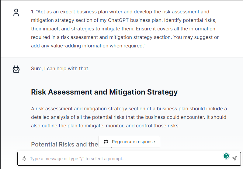 Risks and Mitigation Plans - ChatGPT Prompts for Business Plan