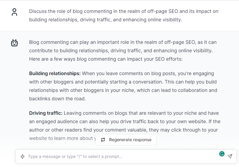 Role Of Blog Comment - ChatGPT Prompts for Off-Page Seo