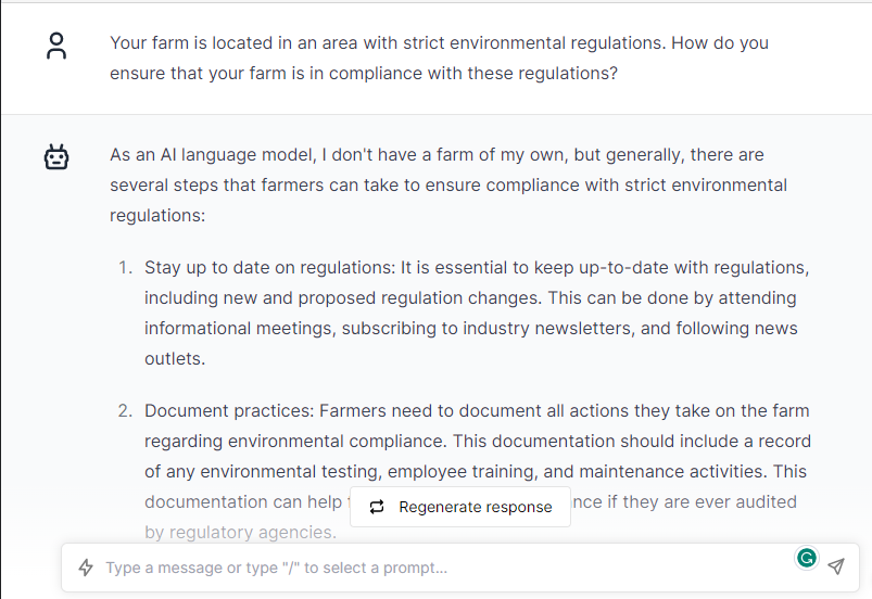 Strict Environment Regulations - ChatGPT Prompts for Farmers