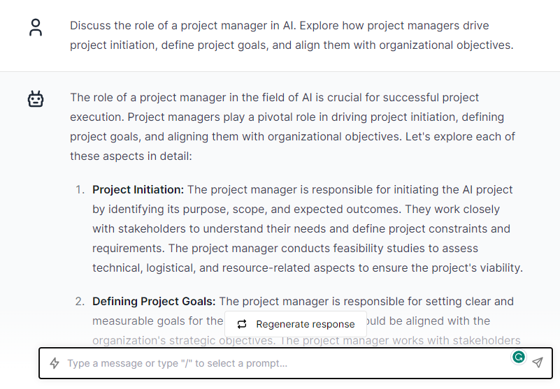 Discuss the Role of a Project Manager - ChatGPT Prompts for Project Manager