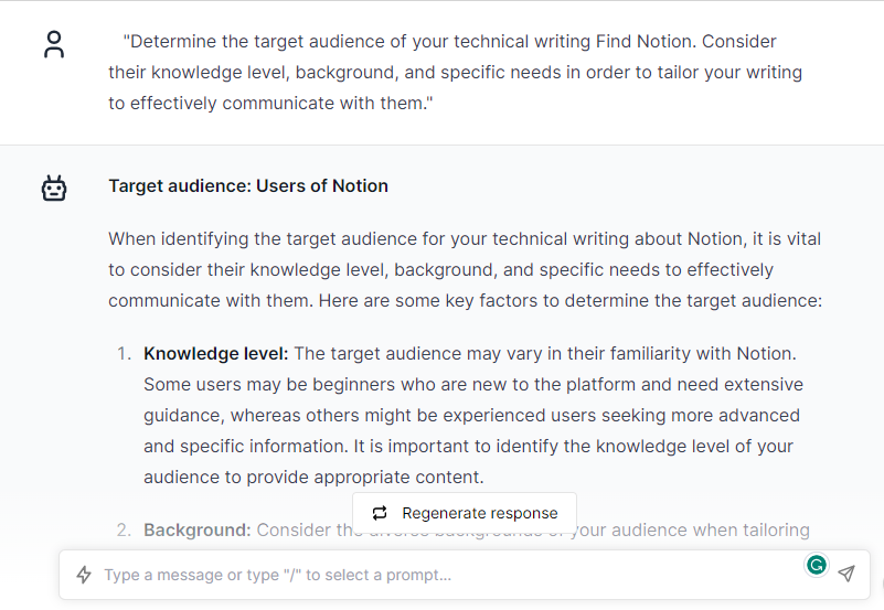 Identify the Audience - ChatGPT Prompts for Technical Writing