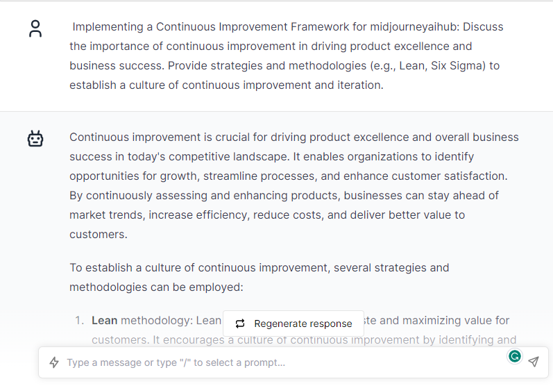 Implementing a Continuous Improvement Framework - ChatGPT Prompts
