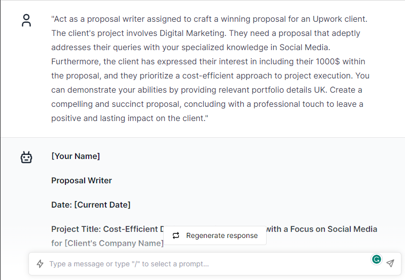 Upwork Proposal Writing - ChatGPT Prompts for Upwork Proposal Writing
