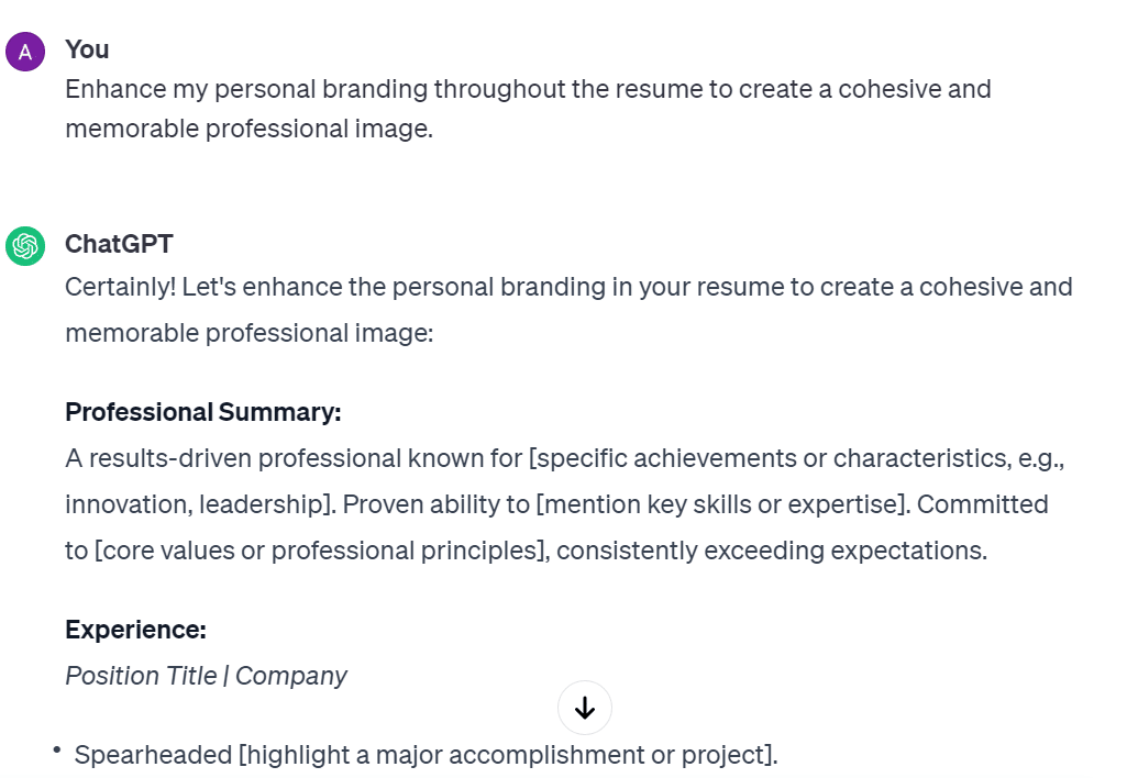 ChatGPT Prompts for Resume Editing