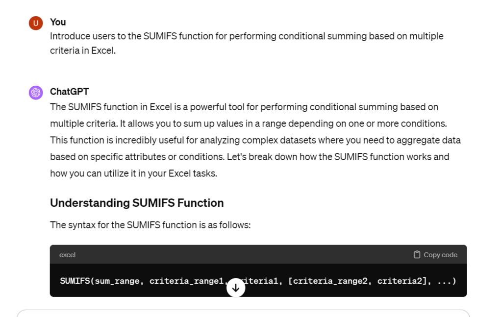 ChatGPT Prompts for Excel