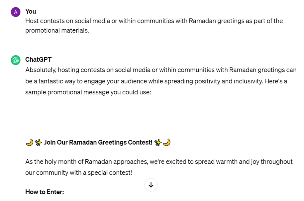 ChatGPT Prompts for Ramadan Greetings