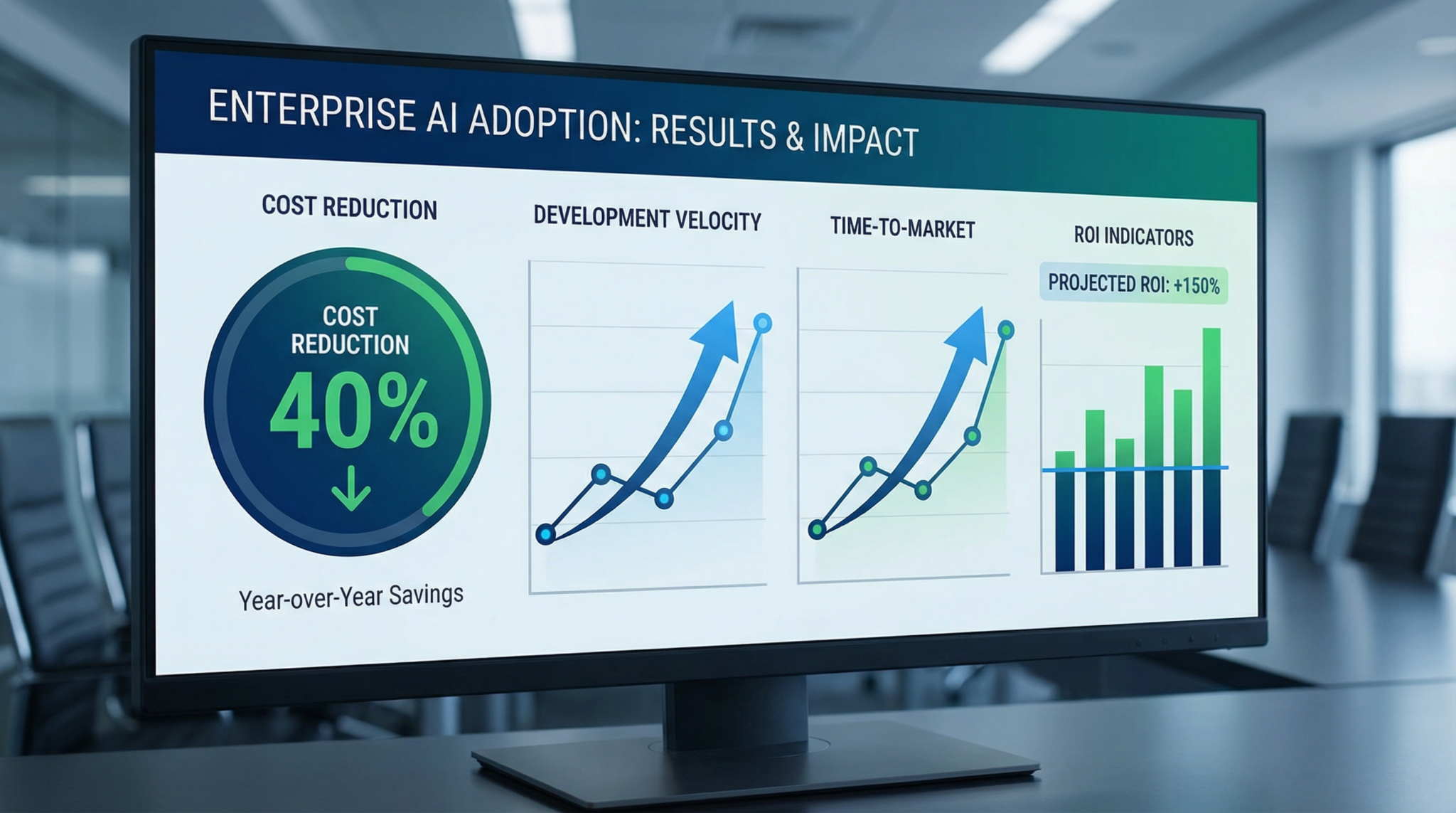 Enterprise AI Adoption Results Dashboard 40 Percent Cost Reduction