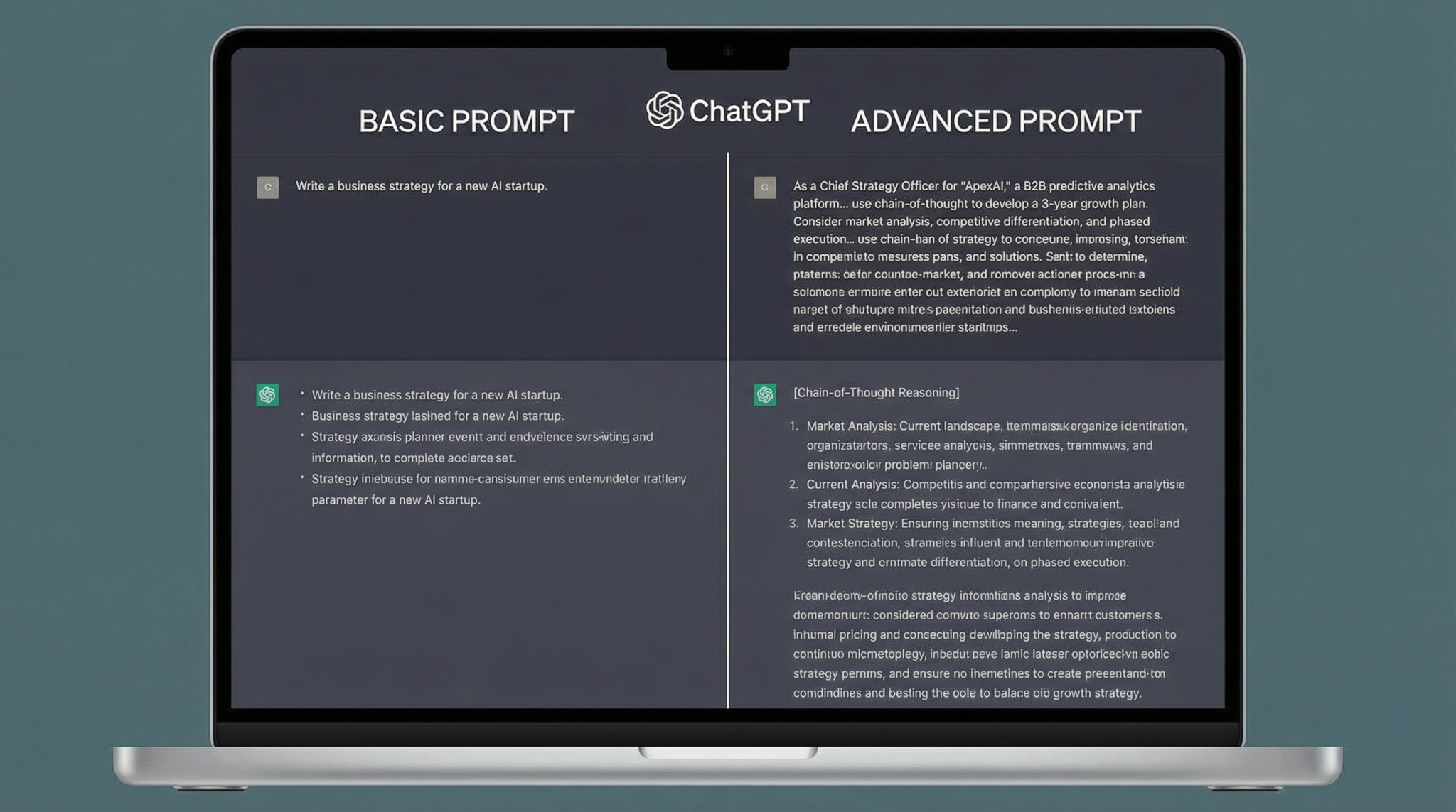 ChatGPT advanced prompt comparison: basic vs advanced prompting techniques