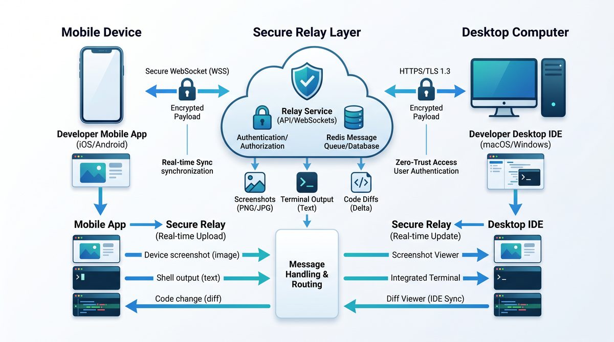 Secure relay layer architecture for Codex mobile sync