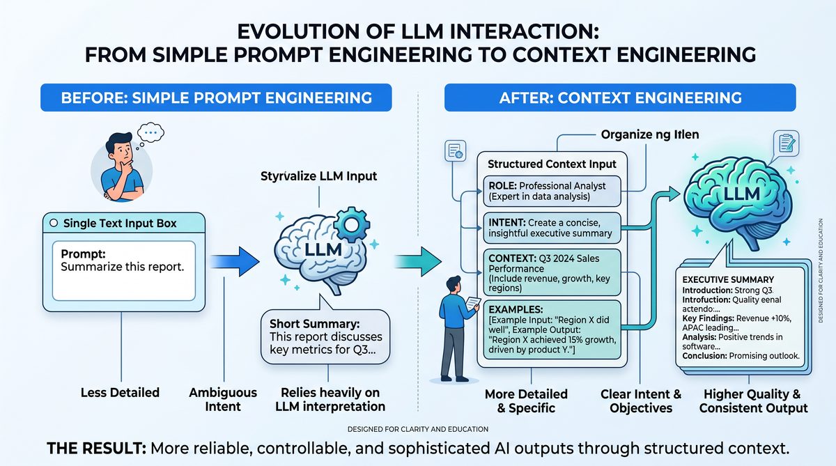 Evolution from simple prompt engineering to context engineering