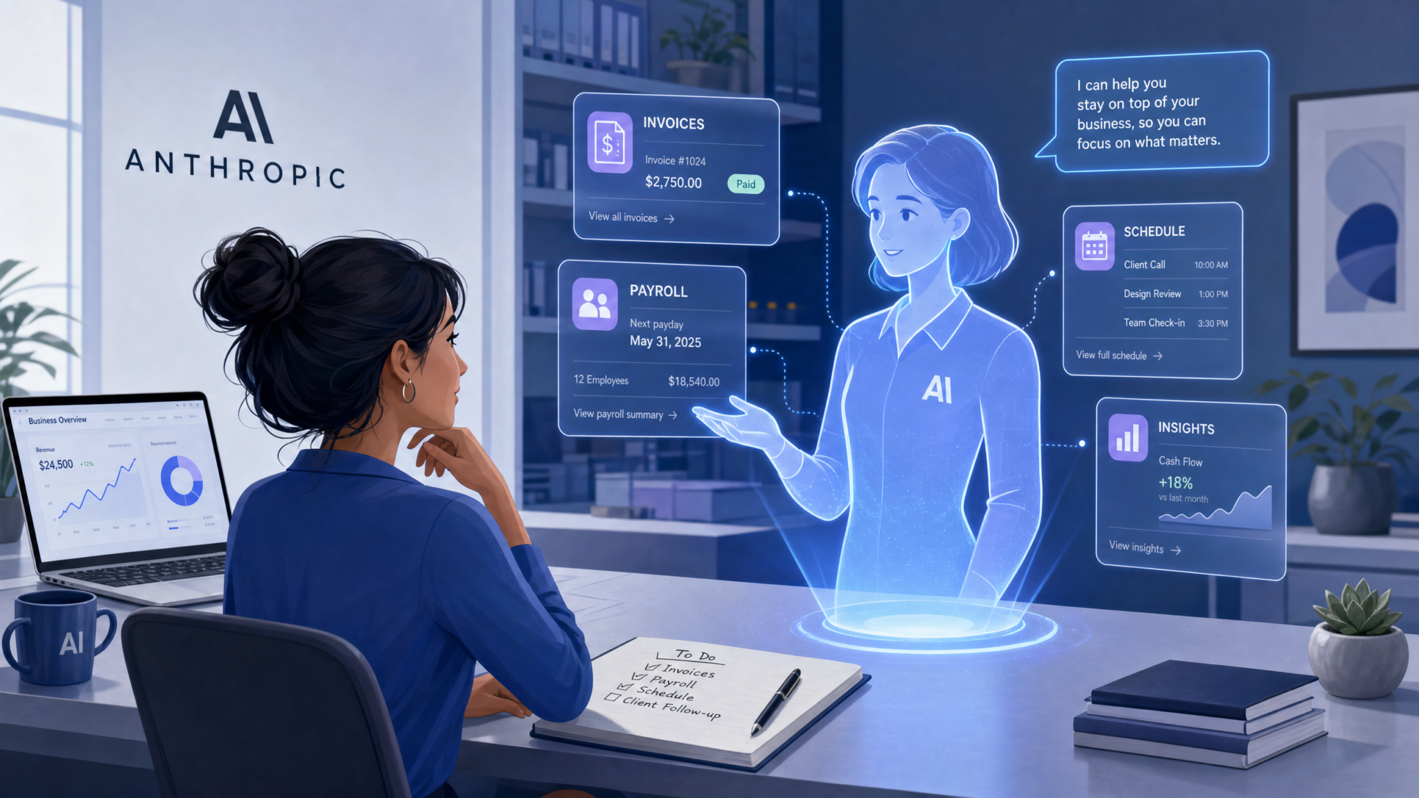 Claude for Small Business - Anthropic AI assistant helping with business automation