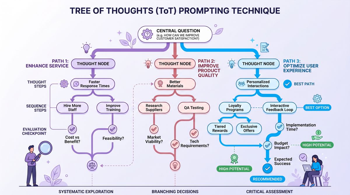 Tree of Thoughts ToT prompting technique diagram