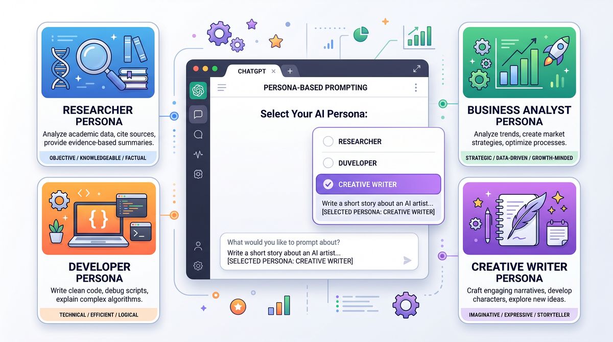 Persona-based prompting for AI with multiple professional personas