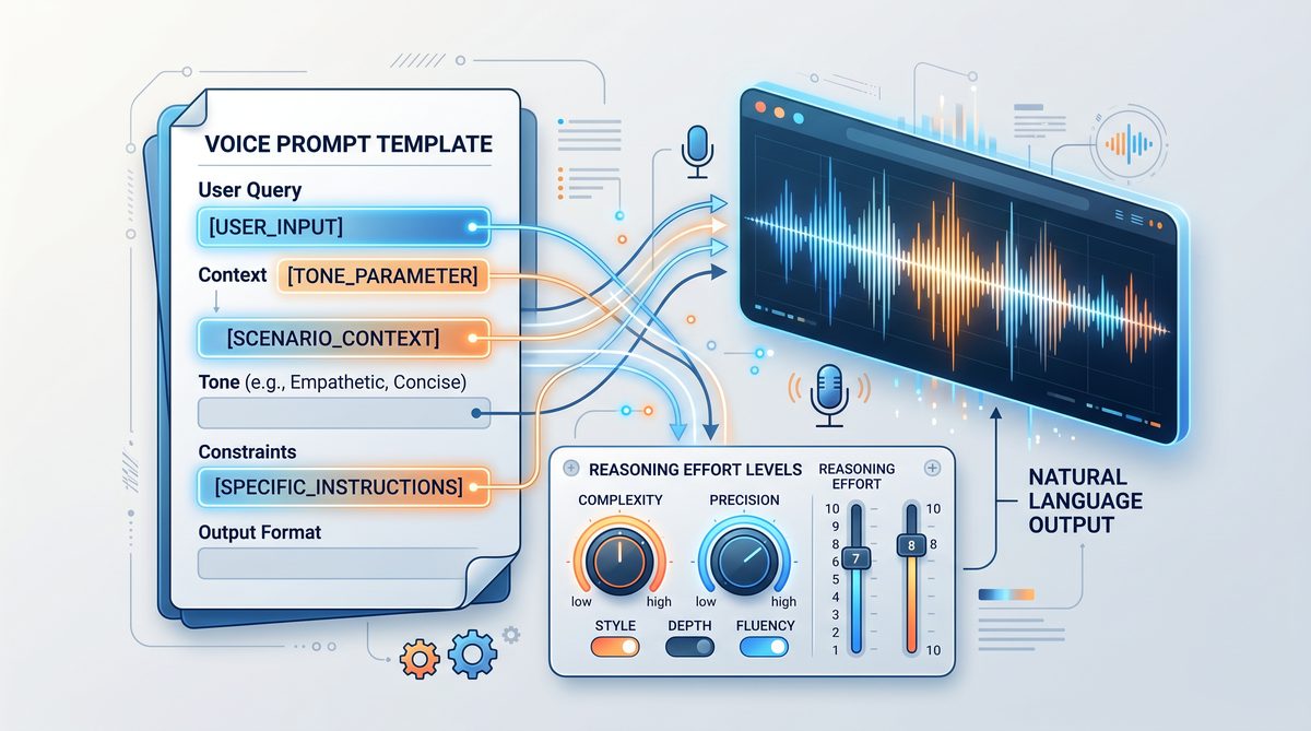 Voice prompt engineering template with reasoning controls
