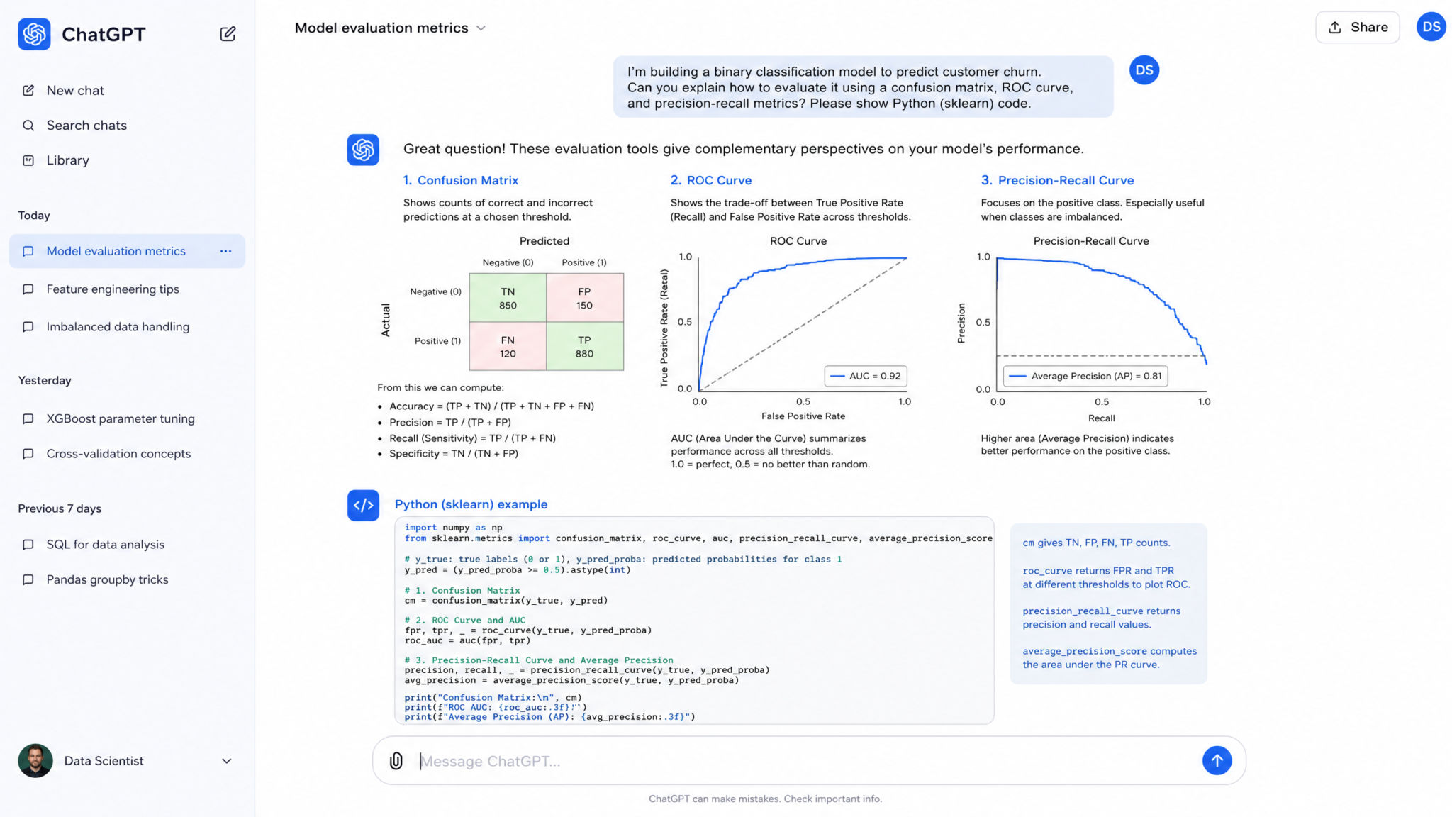 25 ChatGPT-5.5 Prompts for Data Scientists: Exploratory Data Analysis, Feature Engineering, and Model Evaluation - Section 2