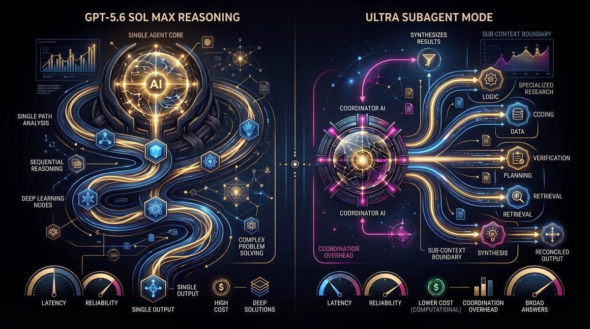 GPT-5.6 Sol Ultra vs Max Reasoning: Subagent Architecture, Cost, Latency, and Workload Selection — architecture and implementation visual
