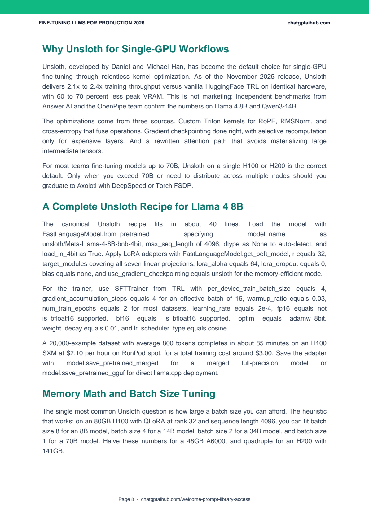 Fine-Tuning LLMs 2026 playbook chapter overview