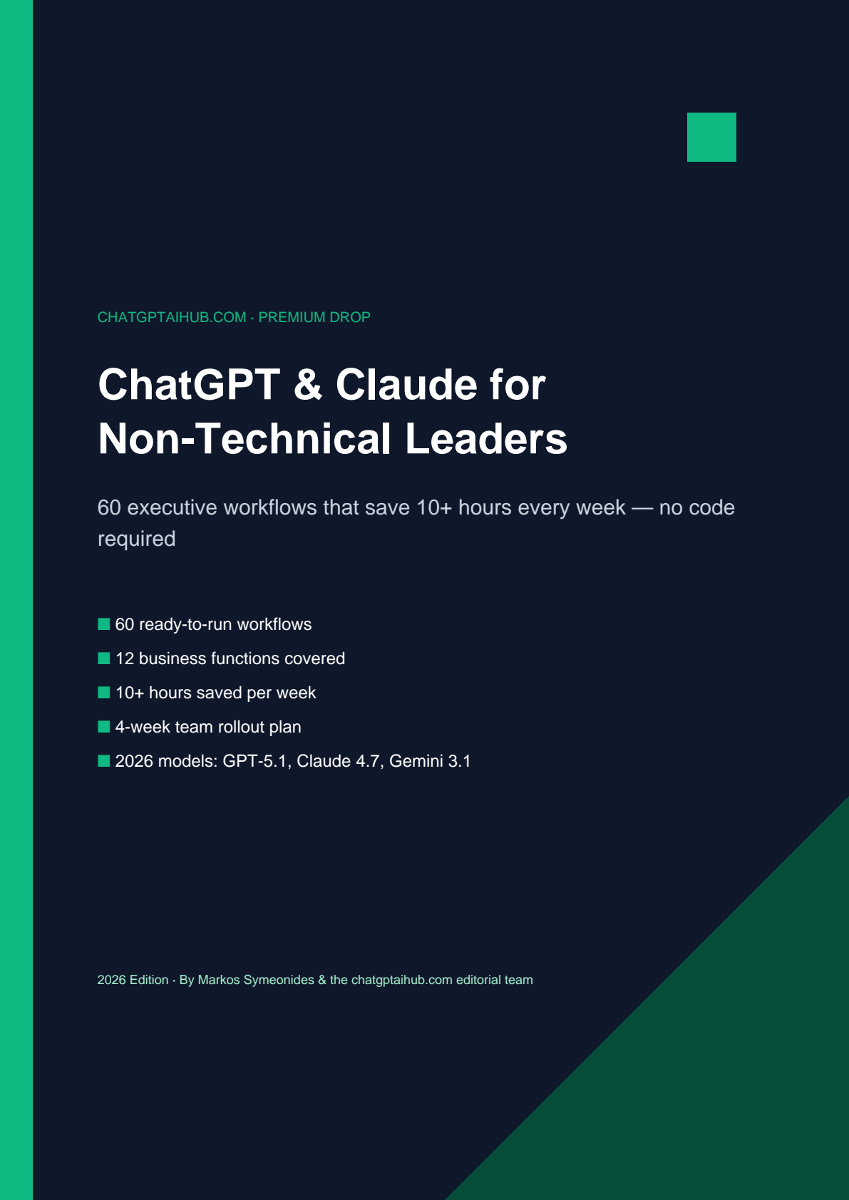 Cover of the ChatGPT and Claude workflows playbook for non-technical leaders