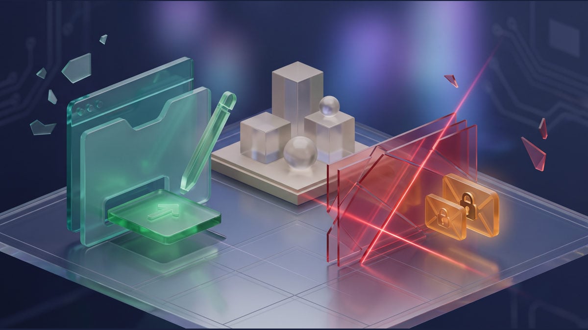 Conceptual test bench where a green edit reaches an ordinary source file while red barriers guard a secret envelope and several network gates.