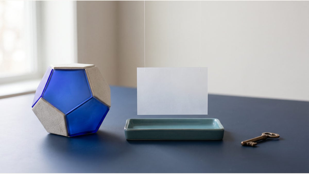 Conceptual still life of an optional next-message draft after completed work